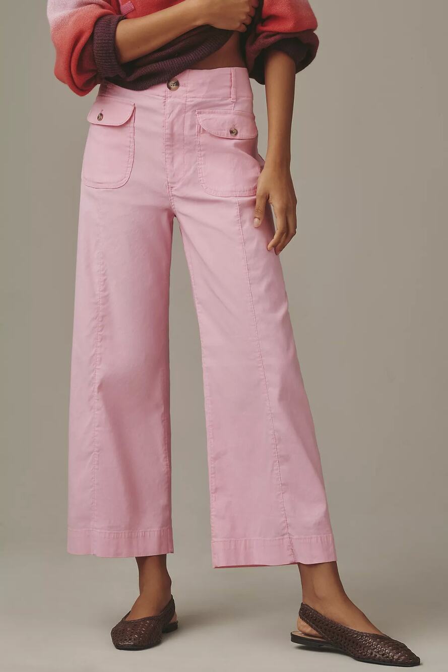 Anthropologie Maeve Colette High Rise Flap Pocket Crop Wide-Leg Trouser Pants 27
